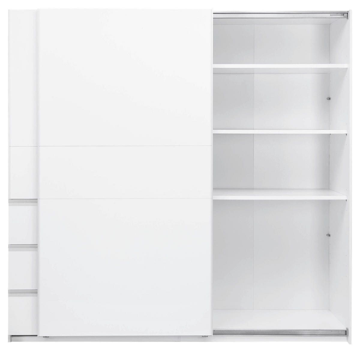 SCHIEBETÜRENSCHRANK 215/205/61,5 cm 2-türig  - Weiß, MODERN, Holzwerkstoff/Metall (215/205/61,5cm) - MID.YOU