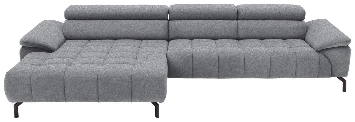 ECKSOFA Webstoff Grau  - Schwarz/Grau, Design, Textil/Metall (190/329cm) - Beldomo Style