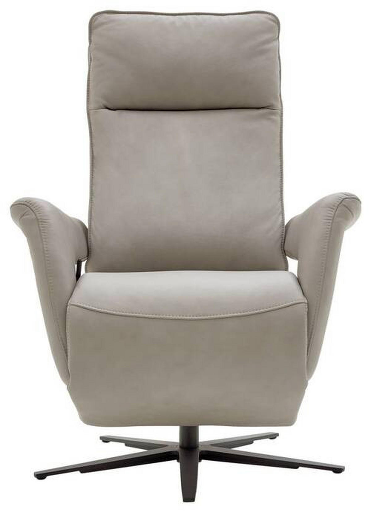 RELAXSESSEL in Leder Hellgrau  - Hellgrau/Schwarz, Design, Leder/Metall (83/116/87cm) - Valdera