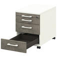 ROLLCONTAINER Graphitfarben, Weiß  - Graphitfarben/Weiß, Design, Holzwerkstoff/Kunststoff (42,7/54,4/60cm) - Moderano
