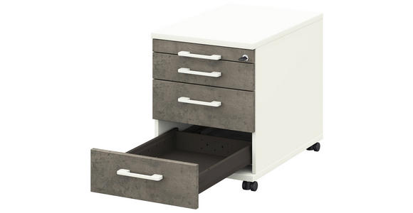 ROLLCONTAINER Graphitfarben, Weiß - Graphitfarben/Weiß, Design, Holzwerkstoff/Kunststoff (42,7/54,4/60cm) - Moderano
