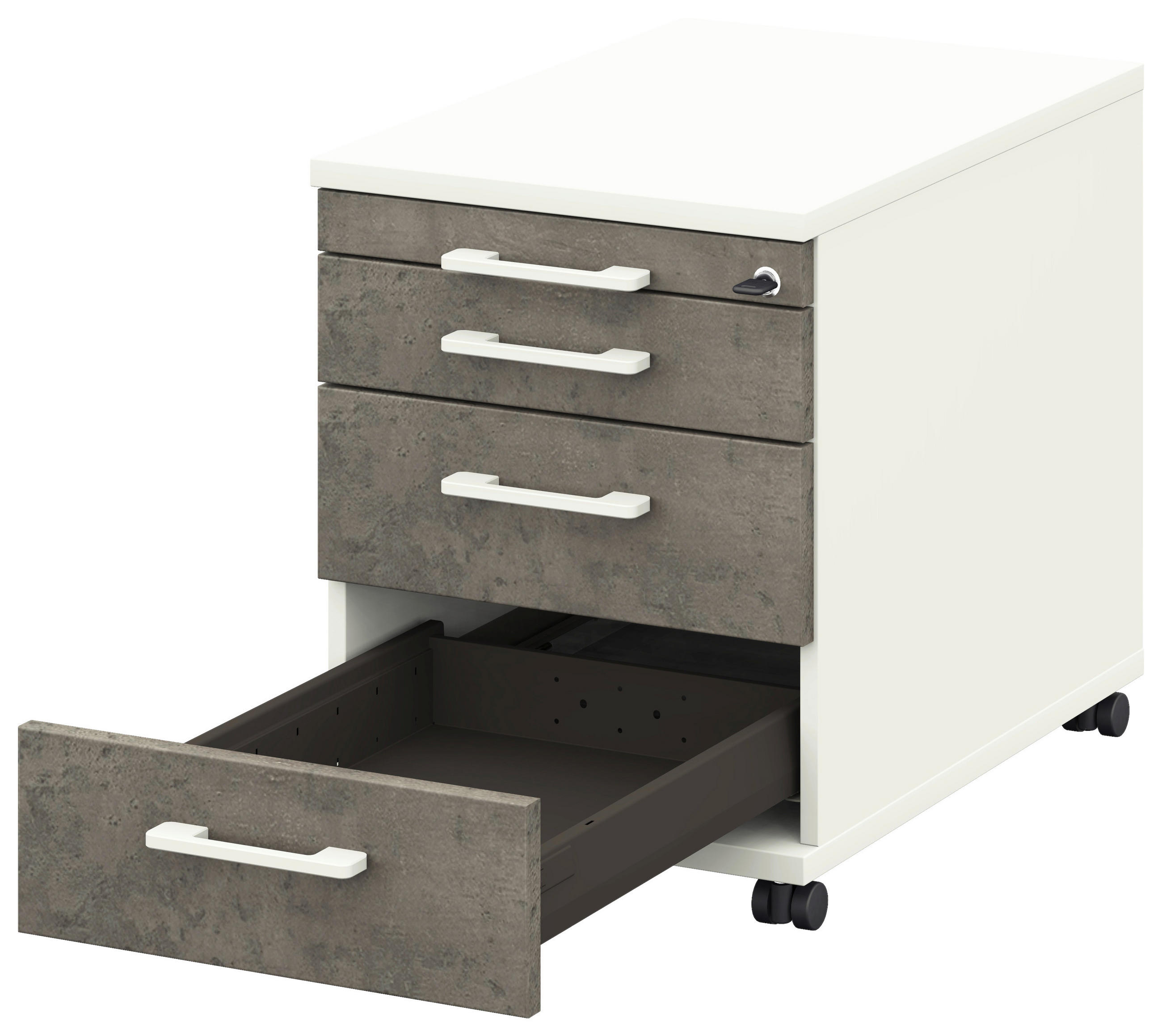 ROLLCONTAINER Graphitfarben, Weiß - Graphitfarben/Weiß, Design, Holzwerkstoff/Kunststoff (42,7/54,4/60cm) - Moderano
