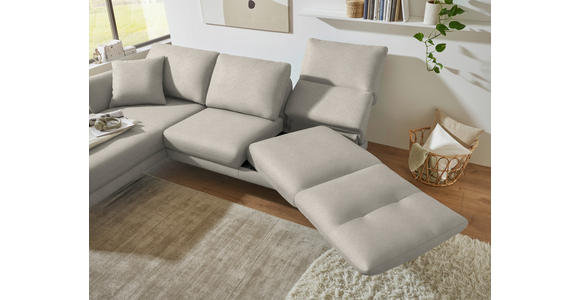 ECKSOFA  in Flachgewebe Naturfarben Armteilverstellung, Relaxfunktion, Drehsitzfunktion  175-224/255-365 cm  - Schwarz/Naturfarben, Design, Textil/Metall (175-224/255-365cm) - Dieter Knoll