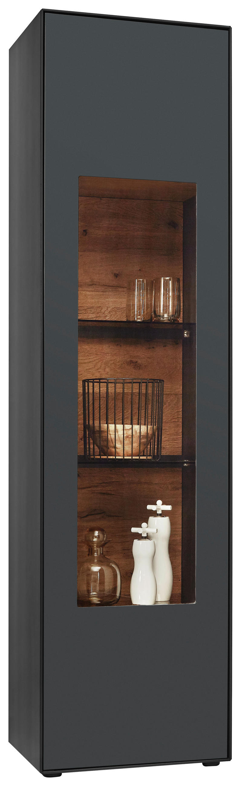 VITRINE Anthrazit  54/205/39 cm  - Anthrazit, Natur, Glas/Holz (54/205/39cm) - Valnatura