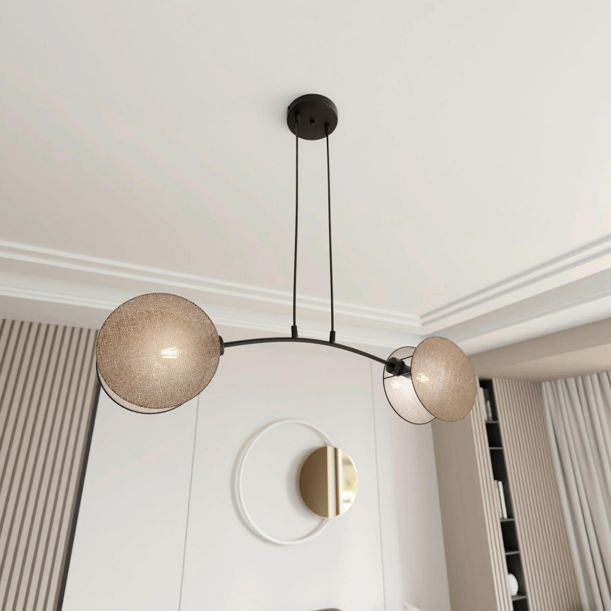 HÄNGELEUCHTE  82/11/100 cm    - Hellbraun/Schwarz, LIFESTYLE, Textil/Metall (82/11/100cm)