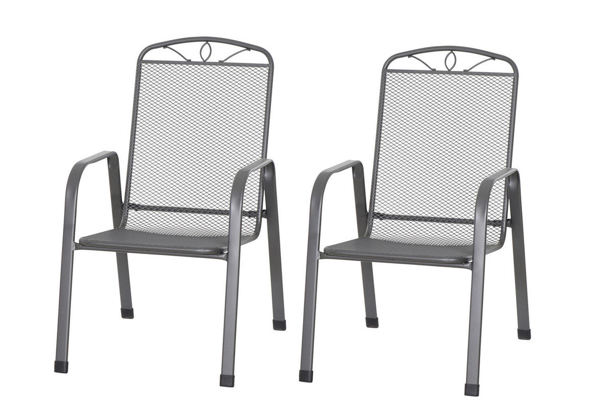 GARTENSESSEL-SET Stahl Anthrazit  - Anthrazit, Basics, Metall (57/94/75cm) - Siena Garden