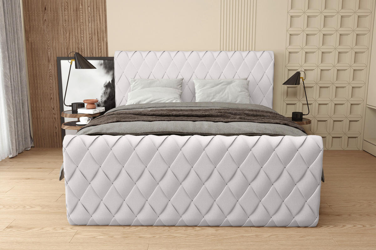 BOXSPRINGBETT 160/200 cm  in Greige  - Greige/Schwarz, Konventionell, Textil/Metall (160/200cm) - Carryhome