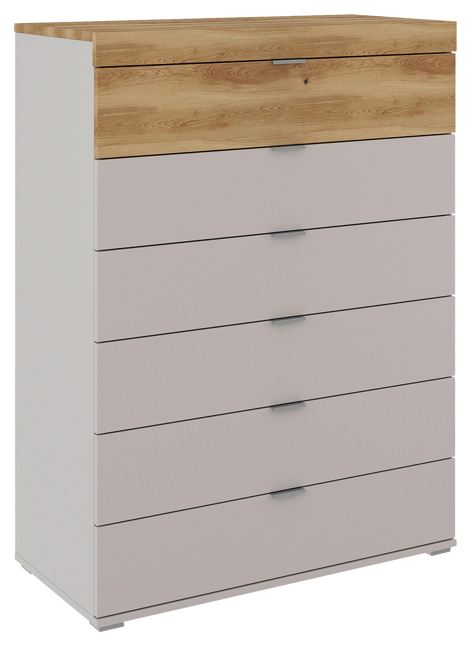 Dieter Knoll KOMODA, dub, barvy dubu, světle šedá, 90/122,9/46,5 cm