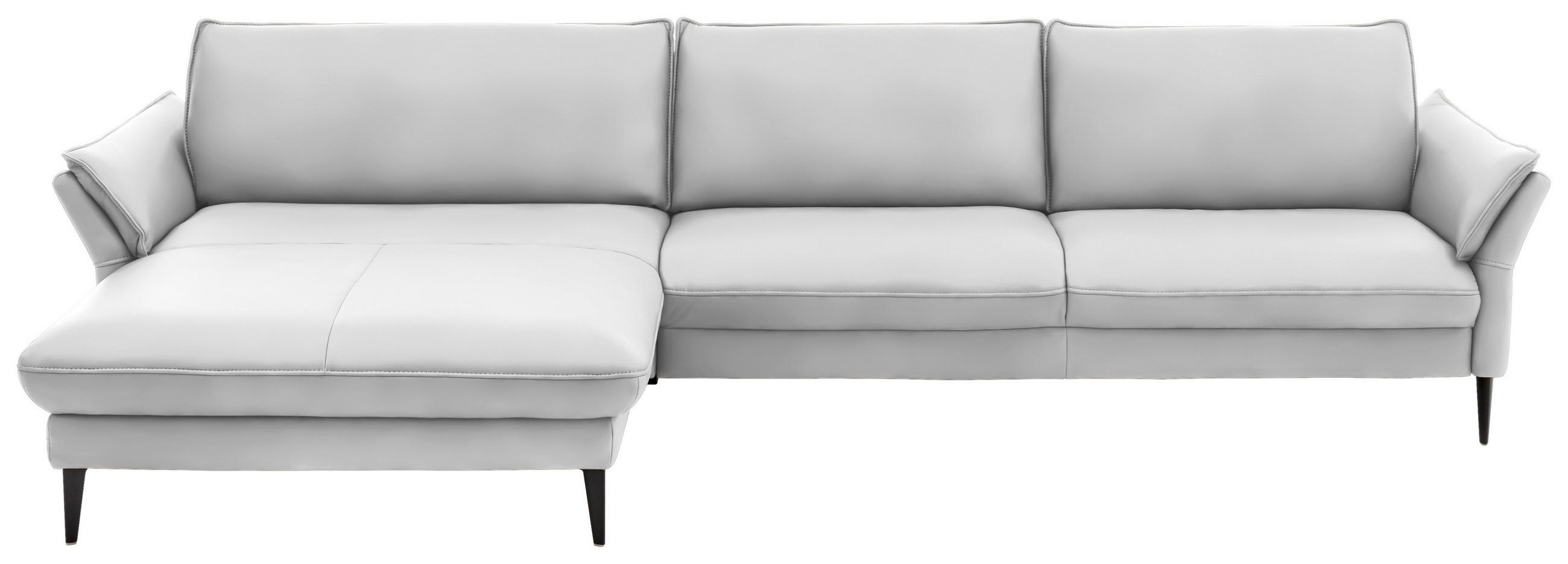 ECKSOFA in Echtleder Weiss  - Weiss/Schwarz, Design, Leder/Metall (172/334cm) - Hukla