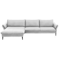 ECKSOFA in Echtleder Weiss  - Weiss/Schwarz, Design, Leder/Metall (172/334cm) - Valdera