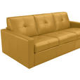 SCHLAFSOFA Bard in Echtleder Currygelb  - Currygelb/Schwarz, KONVENTIONELL, Leder/Kunststoff (206/81/96cm) - Novel