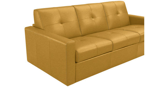 SCHLAFSOFA Bard in Echtleder Currygelb  - Currygelb/Schwarz, KONVENTIONELL, Leder/Kunststoff (206/81/96cm) - Novel
