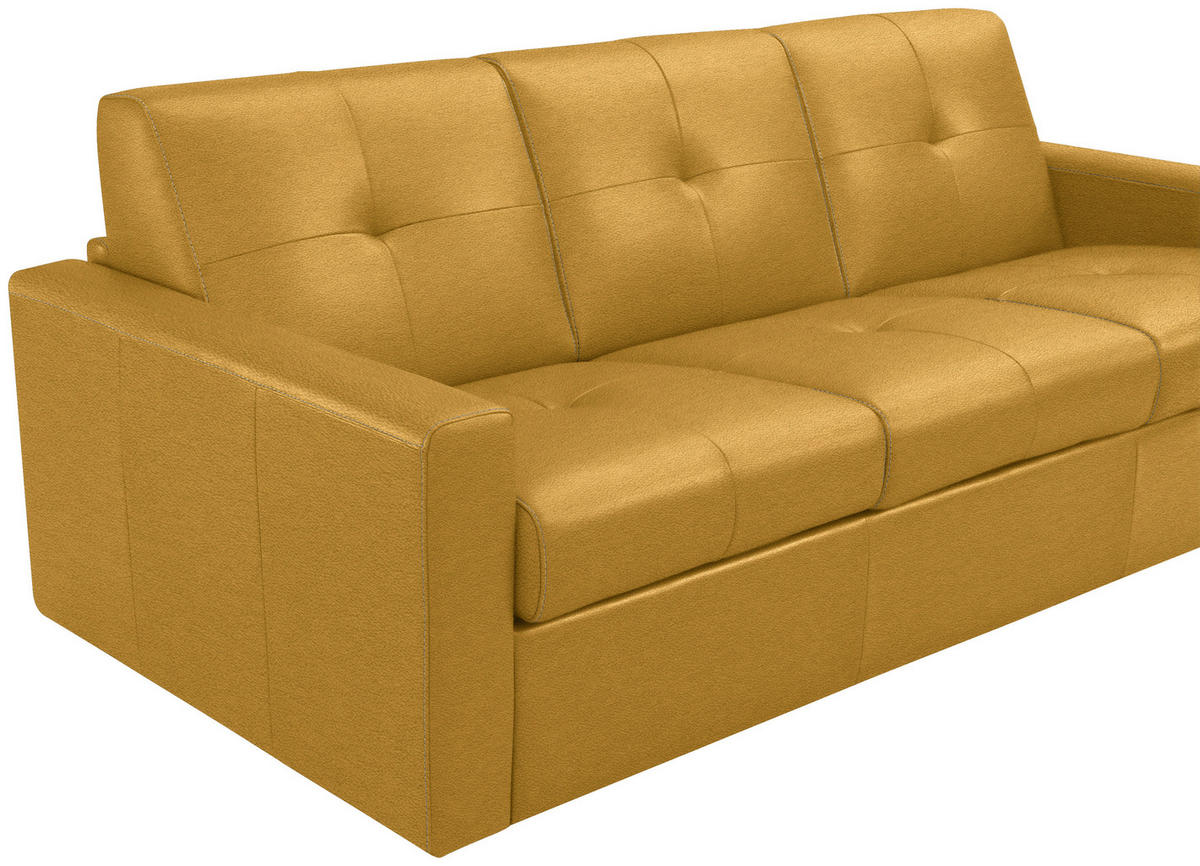SCHLAFSOFA Bard in Echtleder Currygelb  - Currygelb/Schwarz, KONVENTIONELL, Leder/Kunststoff (206/81/96cm) - Novel