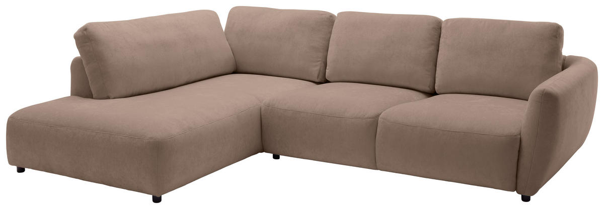ECKSOFA Chenille Taupe  - Taupe/Schwarz, Konventionell, Kunststoff/Textil (224/307cm) - Hom`in