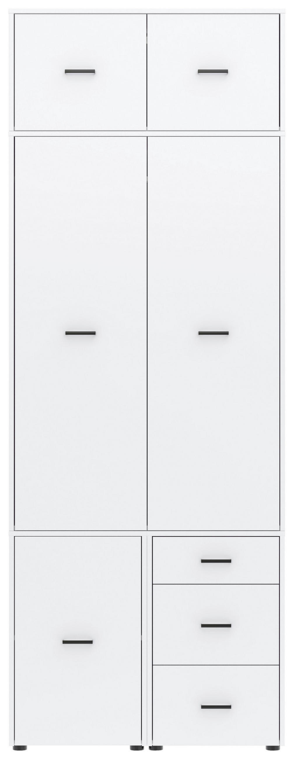 Drehtürenschrank mit Schubladen 90 cm Kivo, Weiß