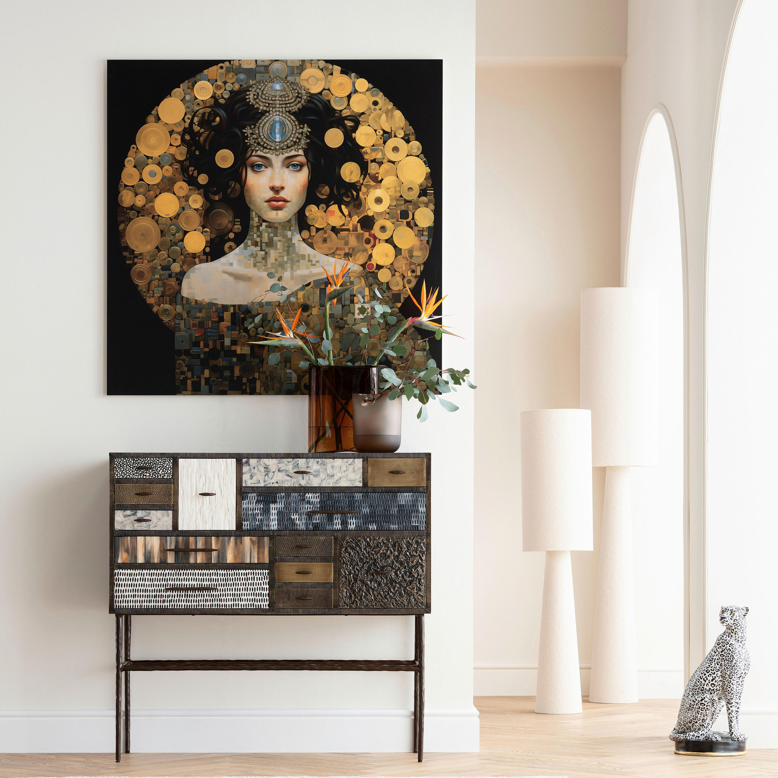 GLASBILD Frauen  - Goldfarben/Schwarz, Design, Glas/Kunststoff (120/120/0,4cm) - Kare-Design