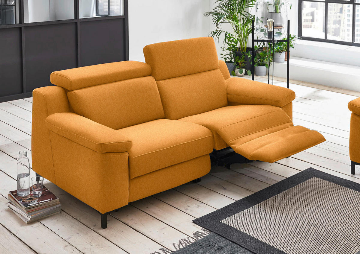 2,5-SITZER  in Chenille Currygelb  - Currygelb/Schwarz, Design, Textil/Metall (188/84-104/104cm) - Valdera