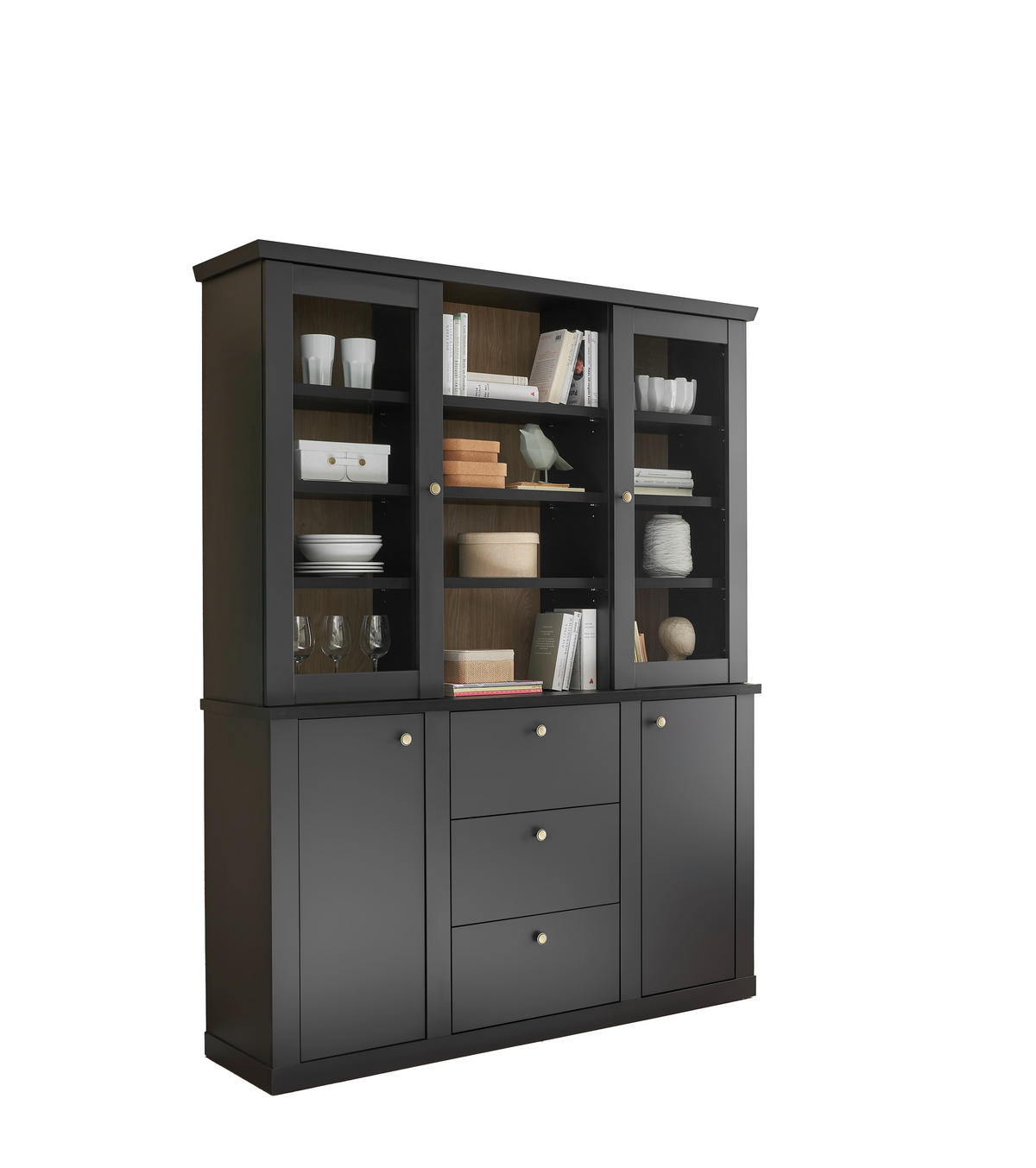 BUFFET 158/201/42 cm  in  - Eichefarben/Messingfarben, Design, Holzwerkstoff/Metall (158/201/42cm) - MID.YOU