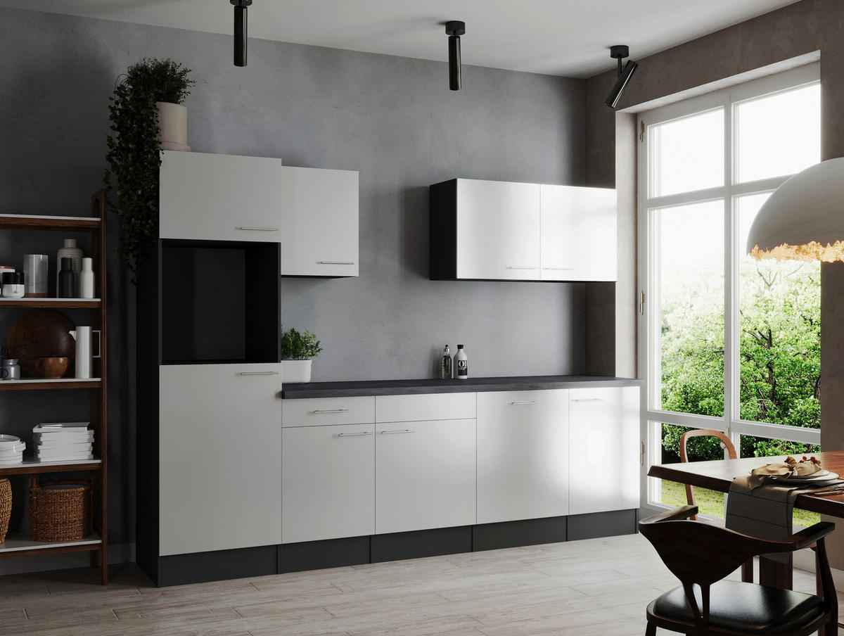 MODULKÖK UTAN VITVAROR 280 cm   i grå, vit  - vit/silver, Design, metall/trämaterial (280cm) - Respekta