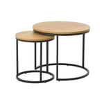 BEISTELLTISCHSET rund Eichefarben  - Eichefarben/Schwarz, Basics, Holzwerkstoff/Metall (40-60/40-60/45-50cm) - Xora