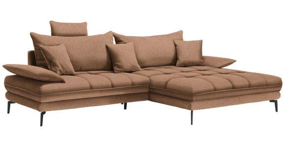 ECKSOFA in Webstoff Rostfarben 292/176 cm - Rostfarben/Schwarz, MODERN, Textil/Metall (292/176cm) - Carryhome