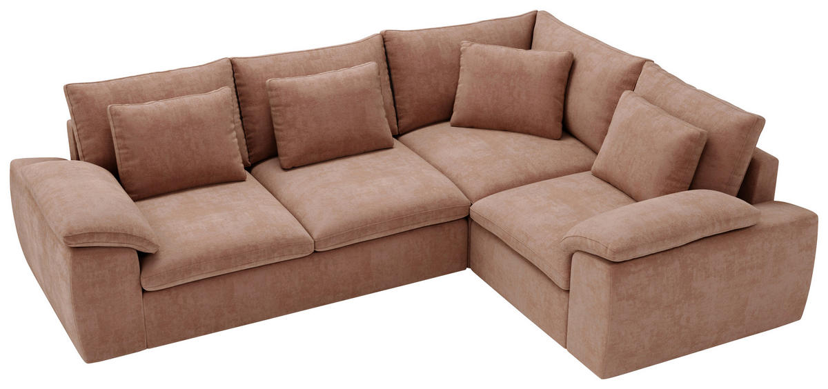 ECKSOFA Chenille Koralle  - Koralle/Schwarz, Design, Kunststoff/Textil (289/216cm) - Livetastic