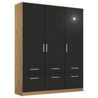 DREHTÜRENSCHRANK 136/210/54 cm,  in Eiche Artisan, Grau, 3 Tür(en)  - Chromfarben/Eiche Artisan, MODERN, Holzwerkstoff/Kunststoff (136/210/54cm) - Rauch Möbel