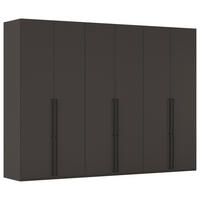 DREHTÜRENSCHRANK 301/223/61 cm,  in Graphitfarben, 6-türig  - Schwarz/Graphitfarben, Basics, Holzwerkstoff/Metall (301/223/61cm) - Novel