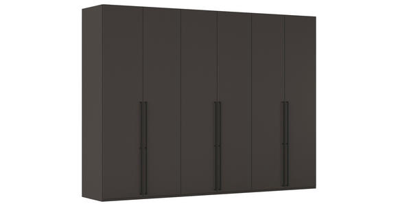 DREHTÜRENSCHRANK 301/223/61 cm,  in Graphitfarben, 6-türig  - Schwarz/Graphitfarben, Basics, Holzwerkstoff/Metall (301/223/61cm) - Novel