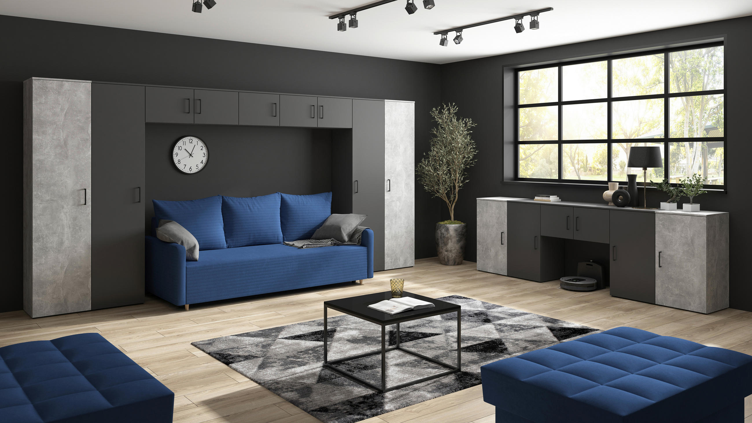 Thumbnail - Milino Regalaufsatz, Graphit, Holzwerkstoff, 45x35x40 cm, FSC Mix, Wohnzimmer, Regale, Bücherregale