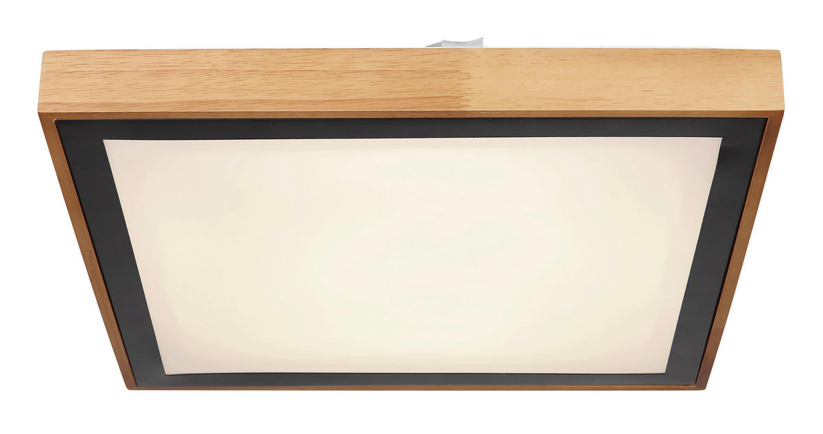 LED-DECKENLEUCHTE    39/39/9 cm  - Weiss/Schwarz, Natur, Holz/Kunststoff (39/39/9cm) - Globo