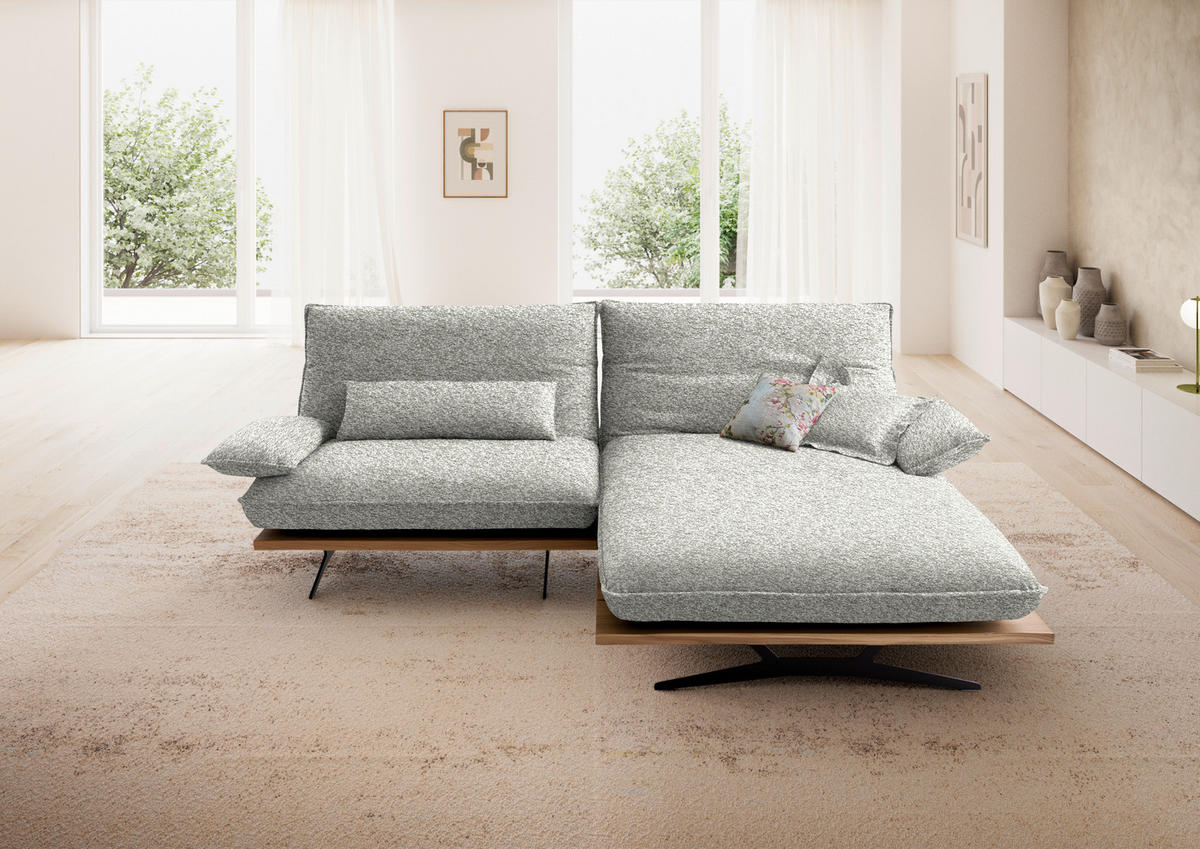 ECKSOFA Chenille, Flachgewebe Wildeiche, Ecru  - Wildeiche/Ecru, Design, Holz/Textil (284/161cm) - Koinor
