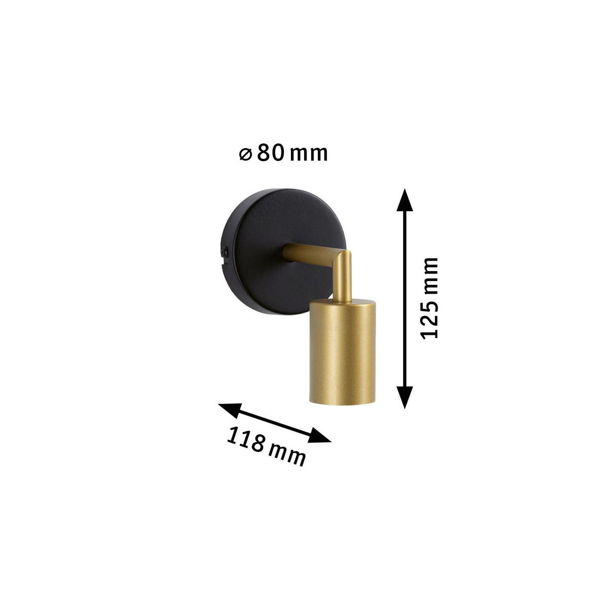 WANDLEUCHTE Ravi   - Goldfarben/Schwarz, Basics, Metall (8,0/12,5/11,8cm) - Paulmann