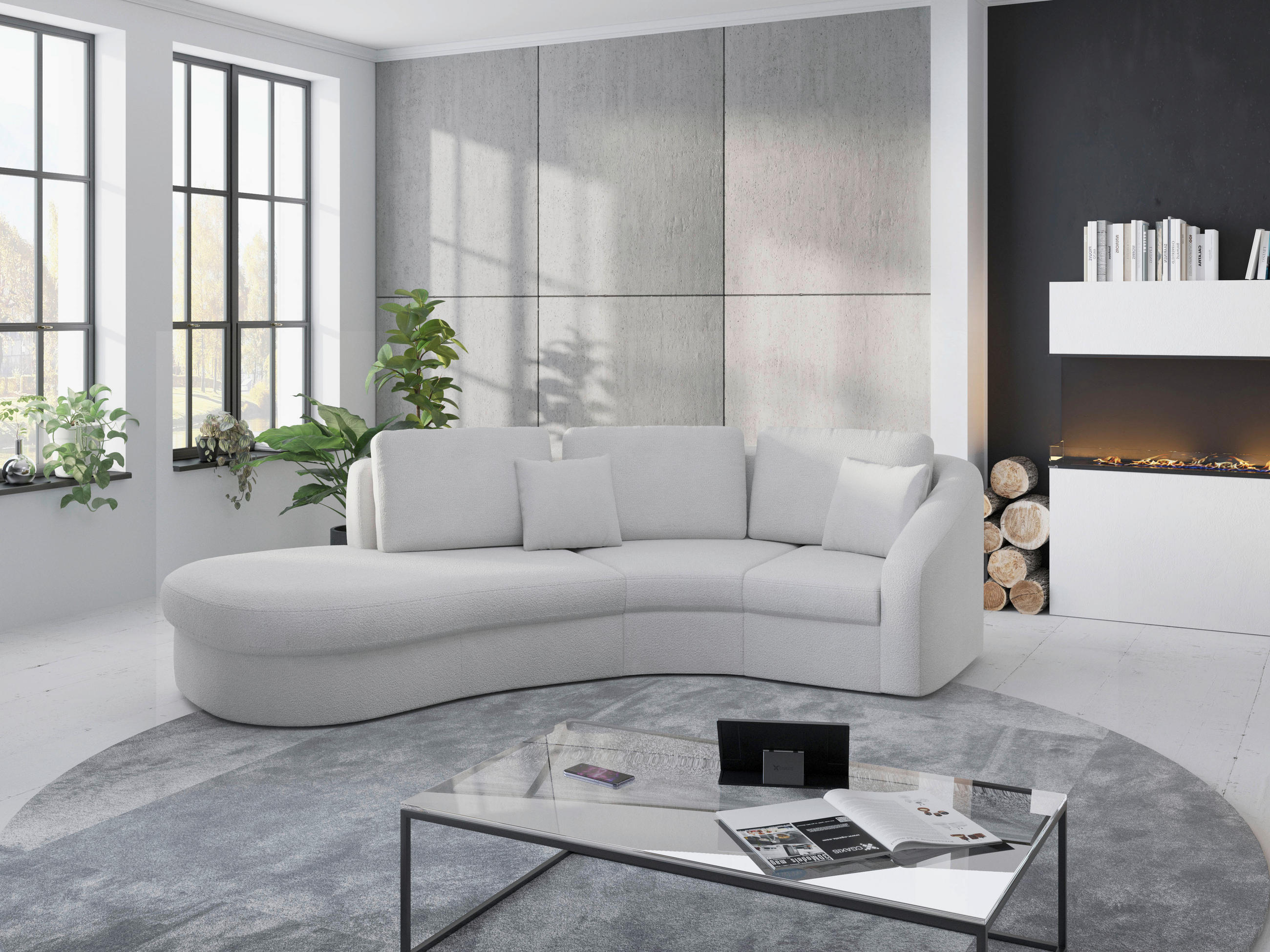 ECKSOFA in Flachgewebe Silberfarben  - Silberfarben/Schwarz, Modern, Kunststoff/Textil (230/266cm) - Sit & More