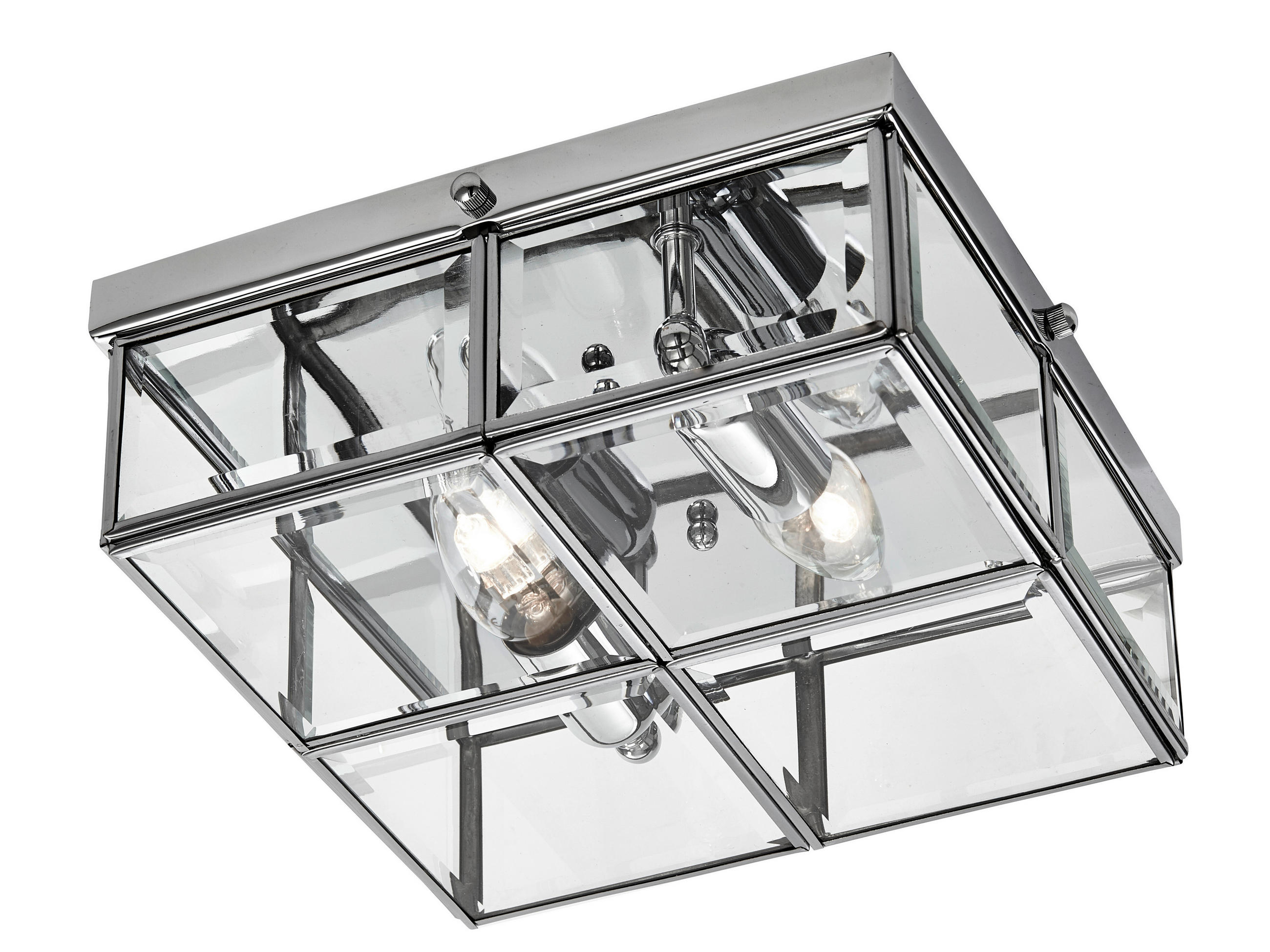 DECKENLEUCHTE Pisa 25/25/10 cm   - Chromfarben, KONVENTIONELL, Glas/Metall (25/25/10cm) - Searchlight