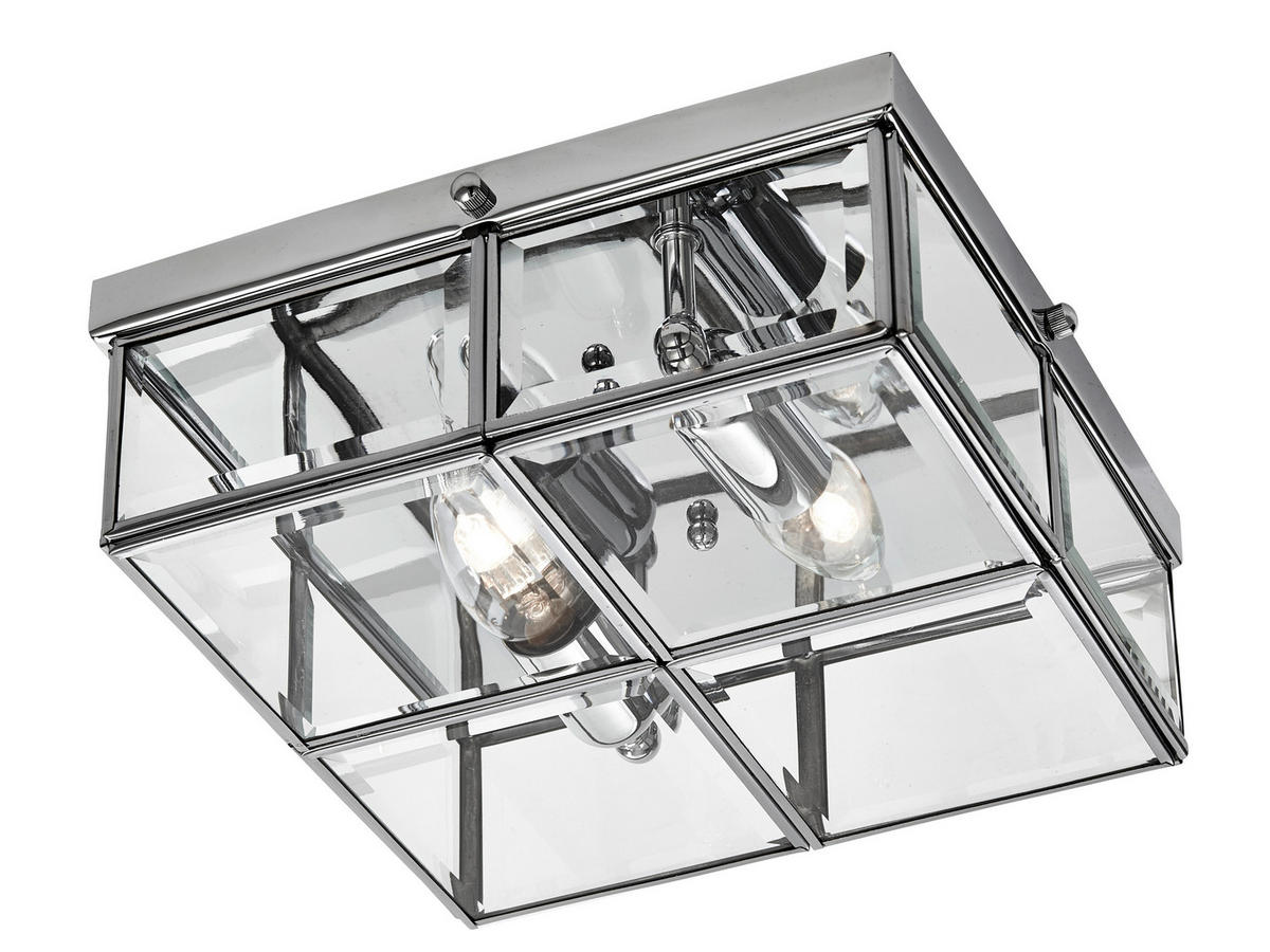 DECKENLEUCHTE Pisa 25/25/10 cm   - Chromfarben, KONVENTIONELL, Glas/Metall (25/25/10cm) - Searchlight