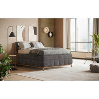 BOXSPRING-ÁGY 180/200 cm  sötétszürke  - tölgyfa színű/sötétszürke, Modern, faalapú anyag/textil (180/200cm) - MID.YOU