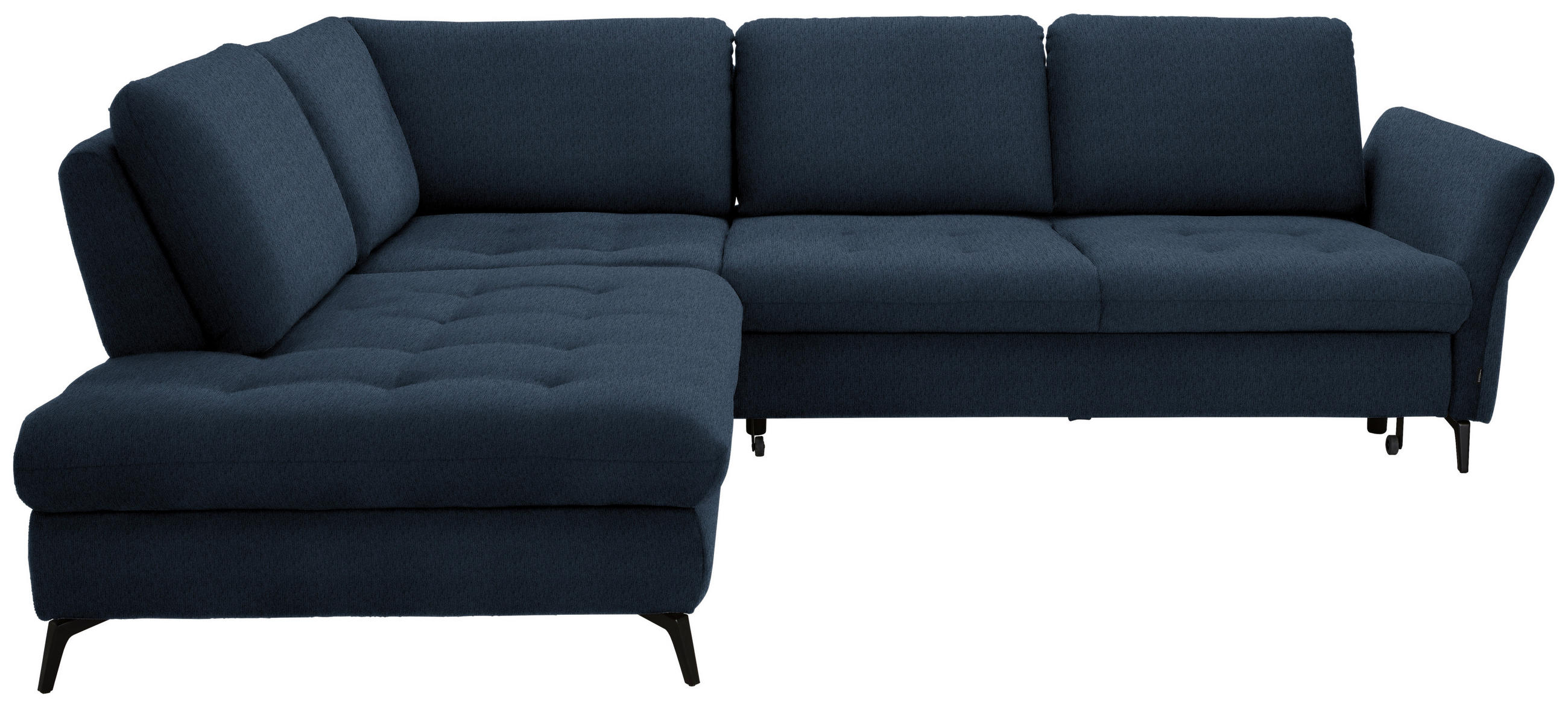 ECKSOFA in Chenille Blau  - Blau/Schwarz, Natur, Textil/Metall (233/288cm) - Valnatura
