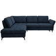 ECKSOFA in Chenille Blau  - Blau/Schwarz, Natur, Textil/Metall (233/288cm) - Valnatura