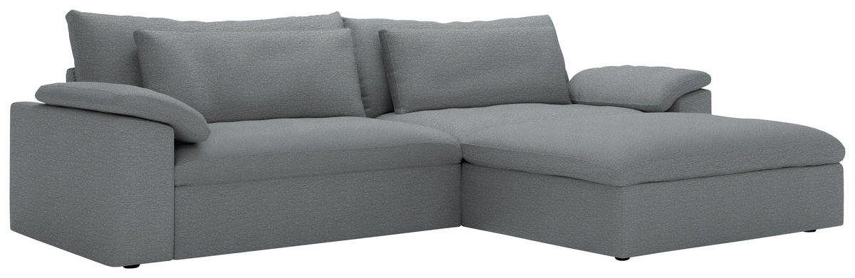ECKSOFA 306/198 cm  in Chenille Grau Rückenkissen, Nierenkissen, Armlehnenkissen, Rücken echt  306/198 cm  - Schwarz/Grau, MODERN, Kunststoff/Textil (306/198cm) - Carryhome