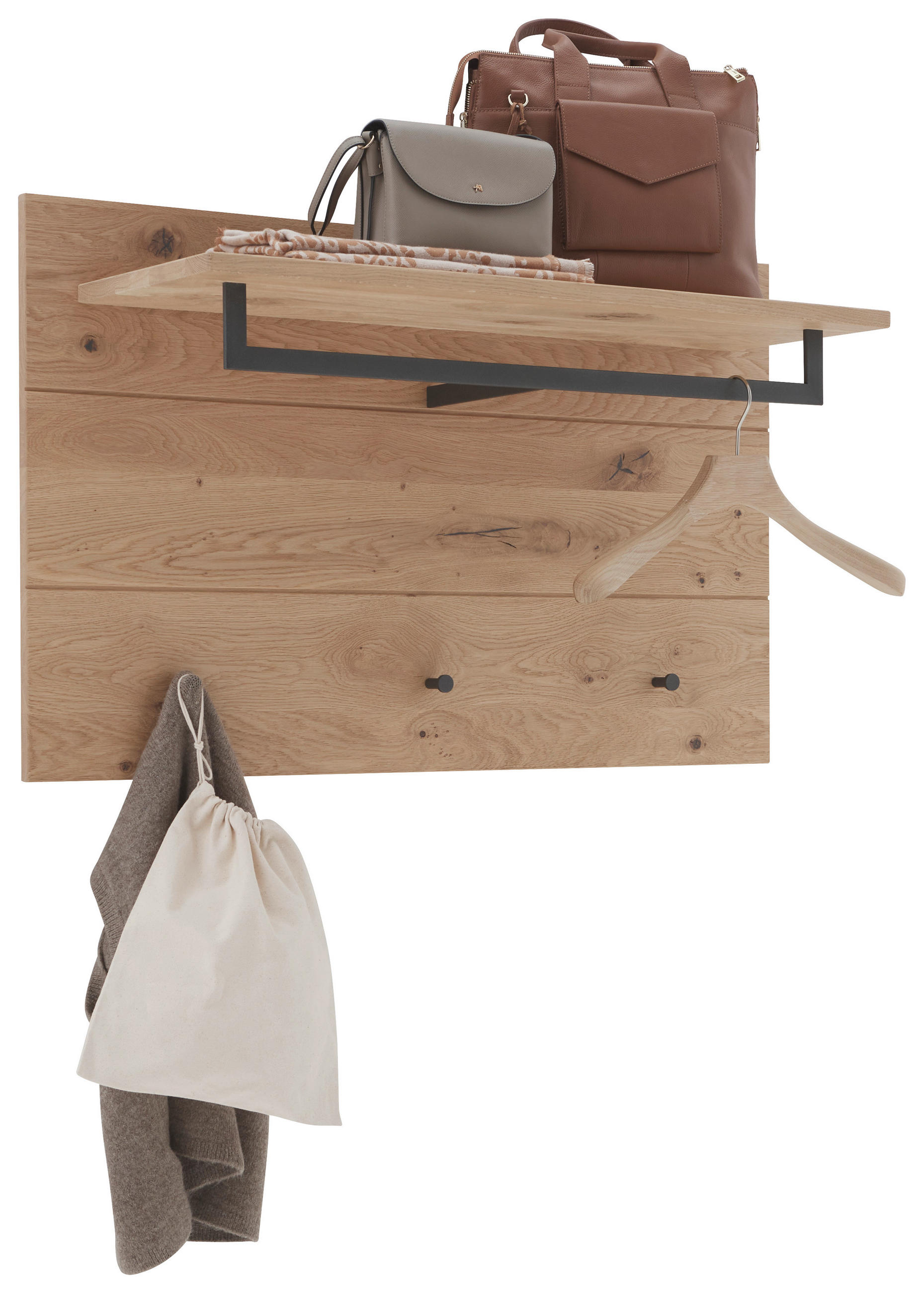 GARDEROBENPANEEL 99/61/33 cm  - Eichefarben/Graphitfarben, Natur, Holz/Metall (99/61/33cm) - Valdera