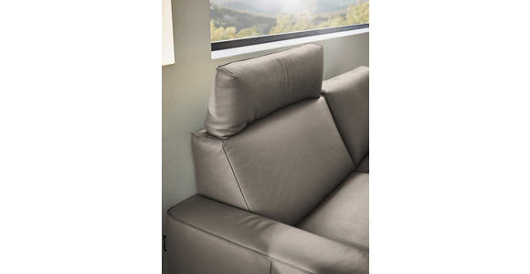 2,5-SITZER in Leder Graubraun - Graubraun/Schwarz, Design, Leder/Metall (200/102/92cm) - Johann Jakob