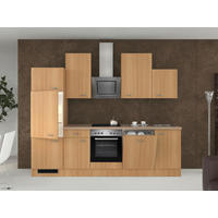 KÜCHENBLOCK 280 cm   in Buchefarben  - Edelstahlfarben/Beige, MODERN, Holzwerkstoff/Kunststoff (280cm) - FlexWell