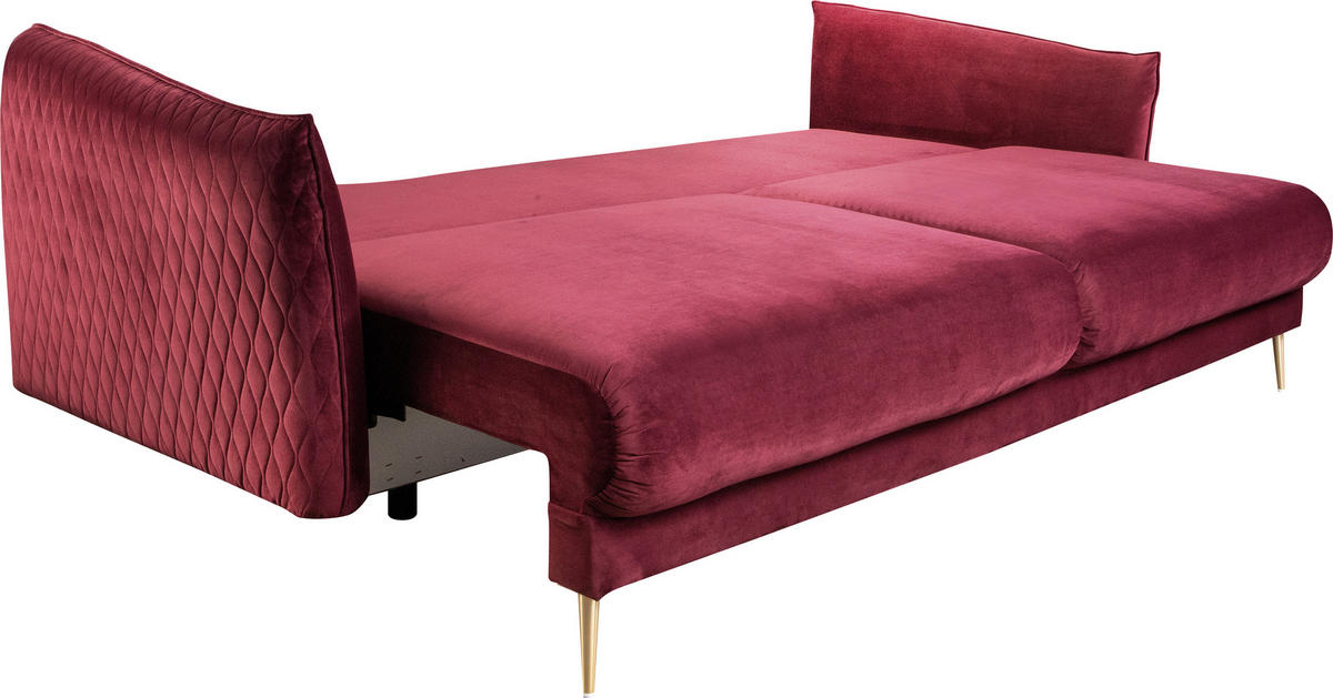 SCHLAFSOFA Samt Weinrot  - Weinrot/Goldfarben, Design, Textil/Metall (235/96/104cm) - MID.YOU