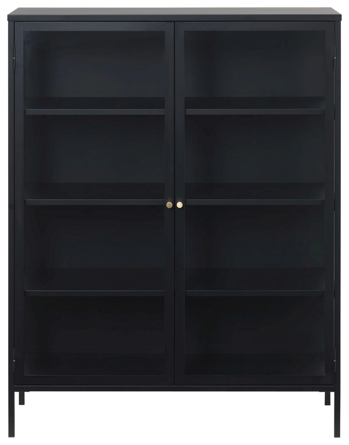 HÖG BYRÅ svart  110/140/40 cm  - svart/guldfärgad, Trend, metall/glas (110/140/40cm) - Xora