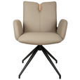 ARMLEHNSTUHL  Sitzfläche 360° drehbar, automatische Rückholfunktion  Echtleder  - Taupe/Schwarz, Design, Leder/Holz (62/87/63cm) - Valnatura