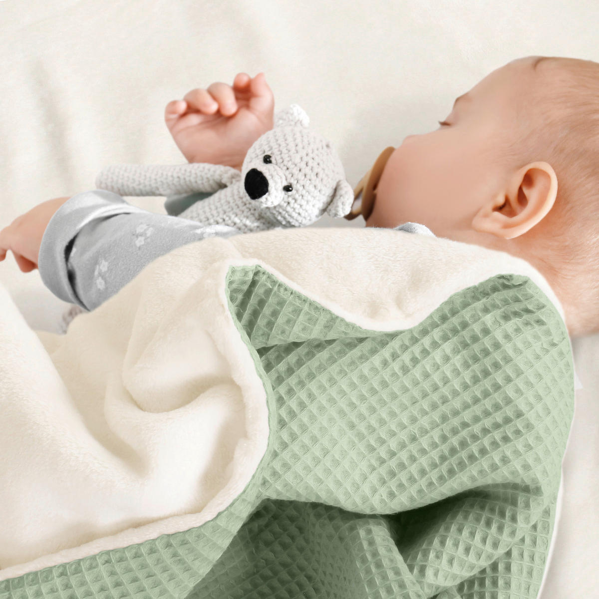 SCHMUSEDECKE  100/75 cm  - Jadegrün, Basics, Textil (100/75cm) - Babybay