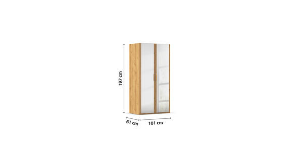 DREHTÜRENSCHRANK 101/197/60 cm 2-türig Eichefarben - Eichefarben/Silberfarben, Design, Glas/Holzwerkstoff (101/197/60cm) - Novel