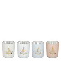 DRŽALO ZA ČAJNO SVEČKO - pink/siva, Basics, steklo (7.00/8.00cm) - X-Mas