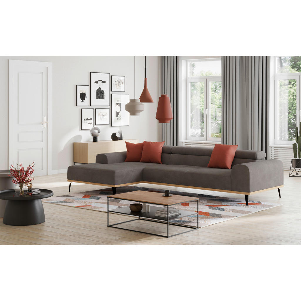 Thumbnail - Cotta Ecksofa, Dunkelgrau, Textil, 3-Sitzer, L-Form, 244x157 cm, Made in EU, Typenauswahl, Stoffauswahl, seitenverkehrt ...